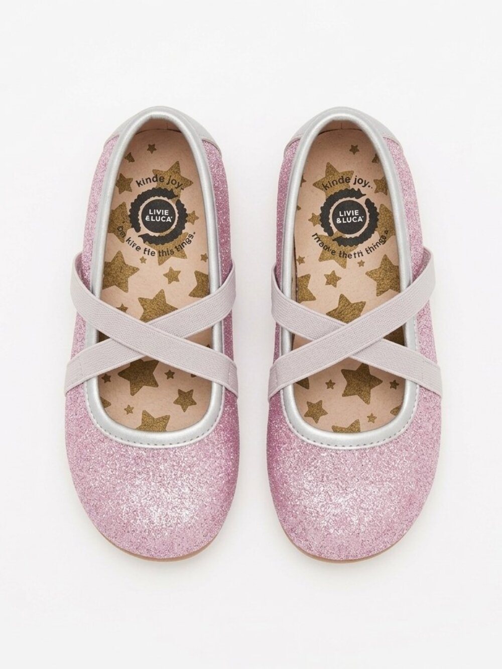 Livie & Luca Aurora Pink Purple Glitter Elastic Cross Strap Mary Jane Shoes 11